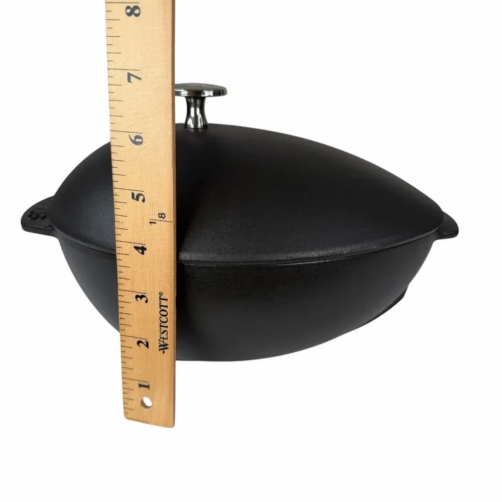 Staub Cast Iron Mussel Pot 2 Quart Black Matte Stainless Knob France
